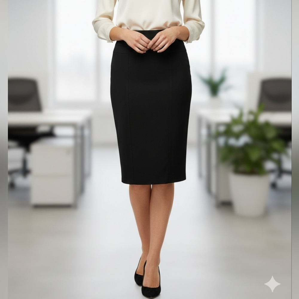 [OptionElle] Classic Pencil High Waisted Navy Blue Skirt Women Small